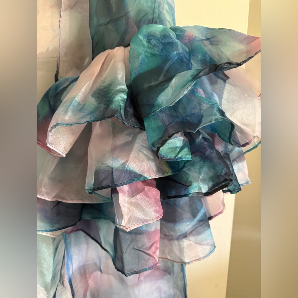 Anthropologie Sheer Pale Blue Iridescent kaftan - Picture 2 of 3